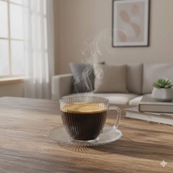 Selena filiżanka szklana 250 ml ze spodkiem w opasce