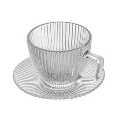 Selena filiżanka szklana 250 ml ze spodkiem w opasce