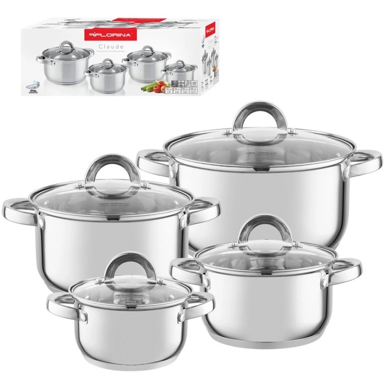 Komplet garnków nierdzewnych 8 elementowych. Idealne do każdej kuchni