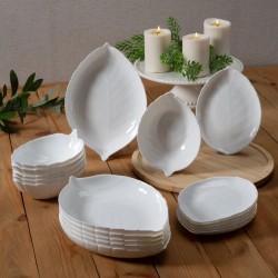 Miska salaterka szklana Altom Design Nocturn White Liść biała 27,5 cm