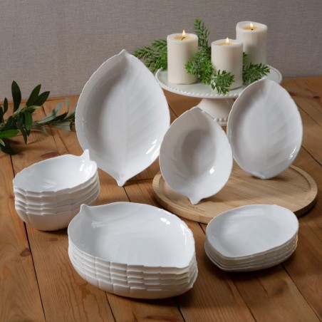 Miska salaterka szklana Altom Design Nocturn White Liść biała 27,5 cm